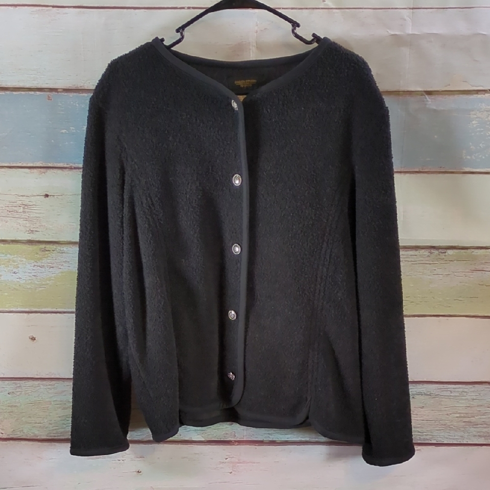 Black Fleece Jacket with Silver Buttons